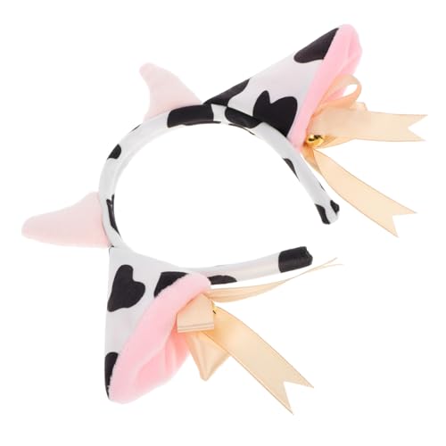 WOONEKY Plüsch Kuhohren Stirnband mit Glocken Verstellbares Elastisches Kopfband Weiches Kuschelfell Spielerisches Kuhhorn Haarreif für Frauen Karneval Geburtstag Halloween Cosplay und von WOONEKY