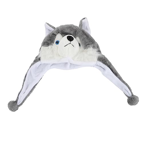 WOONEKY Plüsch Tiermütze mit Beweglichen Ohren Kuscheliger Cosplay Hut für Erwachsene Elastischer Winterhut mit Ohrklappen und Pompons Wärmende Party und Spielzeugmütze WOONEKY Plüsch Tiermütze mit Beweglichen Ohren Kuscheliger Cosplay Hut für Erwachsene Elastischer Winterhut mit Ohrklappen und Pompons Wärmende Party und Spielzeugmütze von WOONEKY