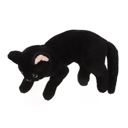 WOONEKY Plüschfigur Realistisches Schwarzes Kätzchen für Weiches Plüschtier für Halloween Geburtstagsfeiern und Zuhause von WOONEKY