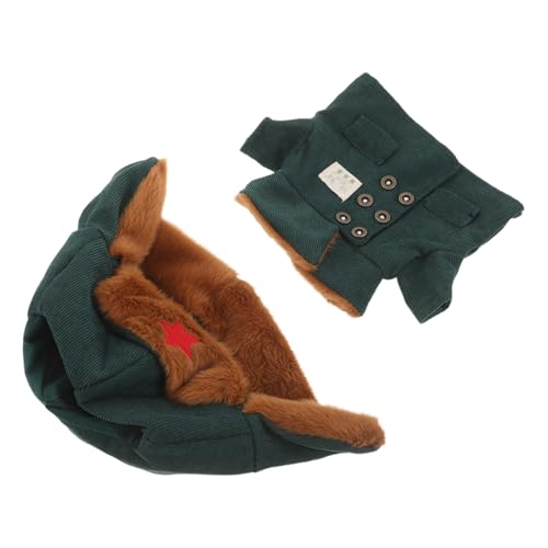WOONEKY Puppen-armeeuniform Grün Warmes Winterkostüm mit Jacke Mütze für Plüschtiere Vielseitiges Kleidungsset für Rollenspiel Pädagogisch Nützlich Robustes Polyestermaterial von WOONEKY