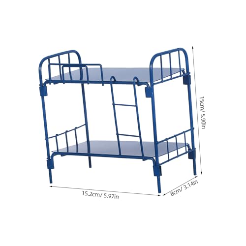 WOONEKY Puppenhaus Etagenbett Miniatur Doppelstockbett Blau Realistische Puppenmöbel Stapelbares Schlafzimmer Zubehör für Kinderzimmer und Puppenhaus Kreative Spielszene von WOONEKY