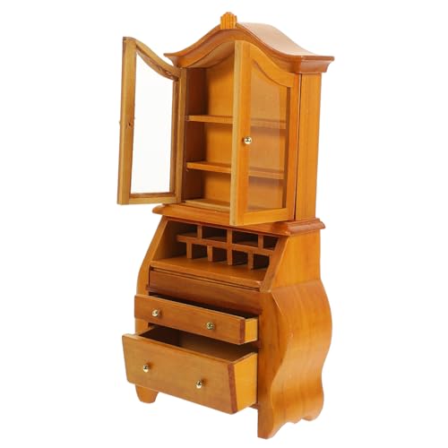 WOONEKY Puppenhaus Mini Bücherregal aus Holz Schmaler Miniatur Schrank für Puppenmöbel Langlebiges Hölzernes Dekorationsmöbel für Tiny House Bastelarbeiten für Sammler von WOONEKY