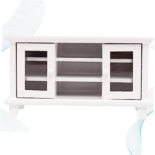 WOONEKY Puppenhaus Möbel Doppeltür Sideboard Weiß Handgefertigte Dekoration für Puppenhaus und Wohnraumgestaltung Robustes Möbel Zubehör aus Holz von WOONEKY