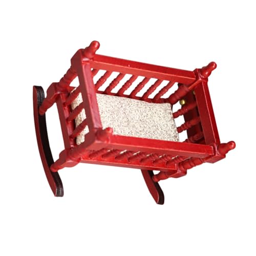 WOONEKY Puppenhaus Möbel Simulierte Mini Kinderwiege Rot Holz Deko für Puppenhaus Zubehör WOONEKY Puppenhaus Möbel Simulierte Mini Kinderwiege Rot Holz Deko für Puppenhaus Zubehör von WOONEKY