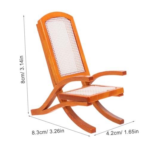 WOONEKY Puppenhaus Möbel Vintage Rattan Sessel Gelblicht Holzfarbe Balkon Loungesessel für DIY Puppenhaus Dekoration und Fotorequisit von WOONEKY
