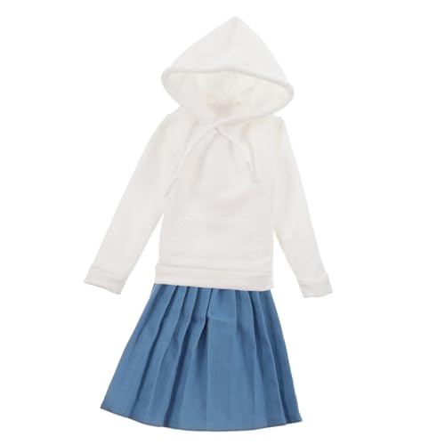 WOONEKY Puppenkleidung Mädchen Doll Sweatshirt Weiß Skaterrock Blau Dekoratives Kostüm Leicht Tragbar Geburtstag von WOONEKY