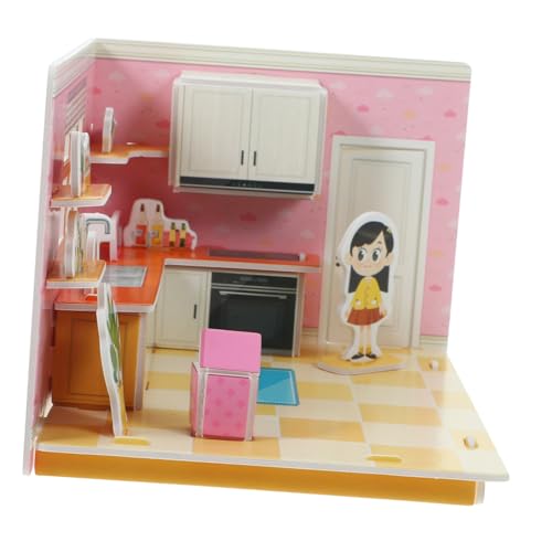 WOONEKY Puzzle Küchenmodell DIY Miniatur Küchenspielzeug Bastelset für Ab Jahren Kreatives Küchen Puzzle mit Detaillierter Anleitung und Hochwertiger Papierverarbeitung von WOONEKY