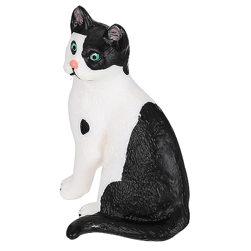 WOONEKY Realistische Schwarze Weiße Kätzchen Figur aus Kunststoff Detailgetreues Katzenmodell Pädagogisch für Dekoration und Lernhilfe von WOONEKY