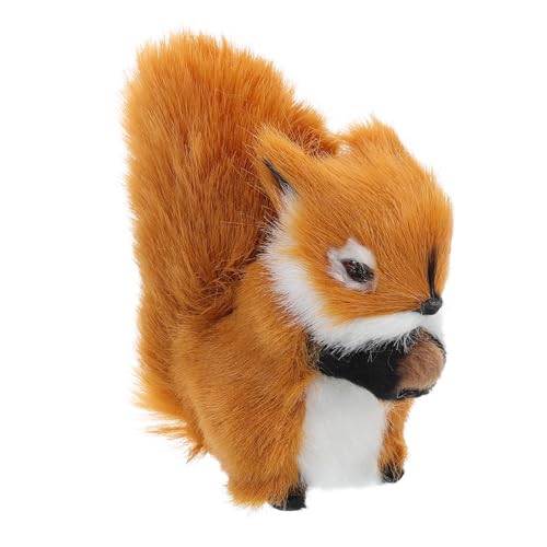 WOONEKY Realistisches Eichhörnchen Deko Plüschtier Niedliches Fell Simulation Tiermodell Vielseitige Dekoration Fotorequisite Braun von WOONEKY