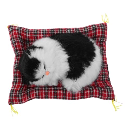 WOONEKY Realistisches Katzenmodell mit Stoffmatte und Interaktivem Miauen Kuschelige Simulation als Dekofigur für Wohnzimmer Schlafzimmer und Büro als für Katzenliebhaber von WOONEKY