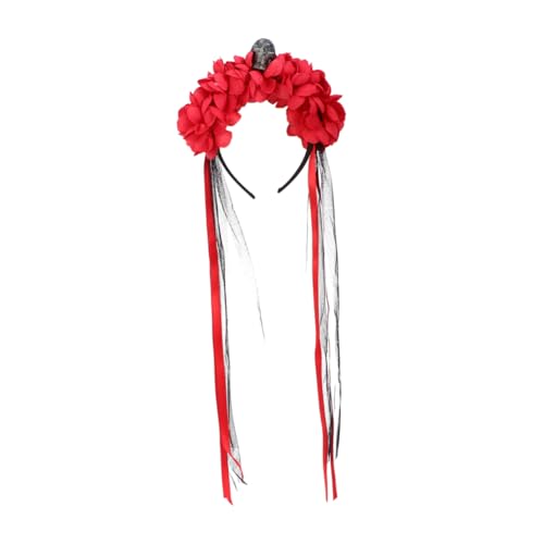 WOONEKY Rotes Halloween Flower Hair Hoop Simulierte Haarreif mit Stoffblumen Leichtes Komfortables Haarschmuck für Damen Party Kostüm Zubehör WOONEKY Rotes Halloween Flower Hair Hoop Simulierte Haarreif mit Stoffblumen Leichtes Komfortables Haarschmuck für Damen Party Kostüm Zubehör von WOONEKY