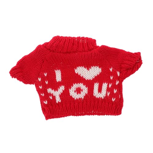 WOONEKY Rotes Puppenkleid aus Weichem Baumwollplüsch Kuscheliger Sweatshirt Pullover für Plüschtiere Niedliche Puppenbekleidung Geeignet für Bären und Kuscheltier Zubehör von WOONEKY