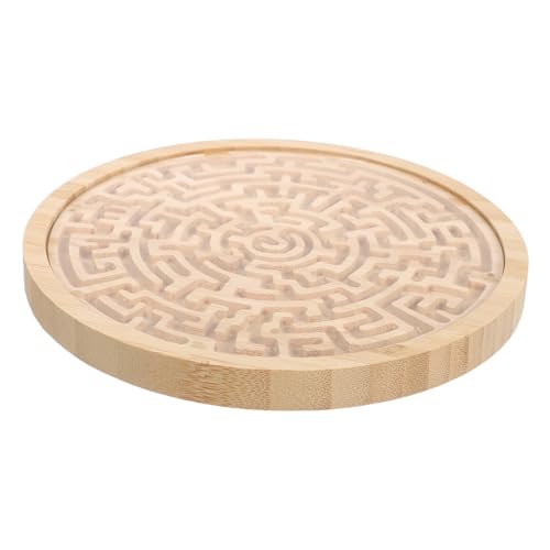 WOONEKY Rundes Holz Labyrinthspielzeug Pädagogisches Kugel Maze Brett Tragbares Denkspiel für Fördert Räumliches Feinmotorik und Problemlösungskompetenz von WOONEKY