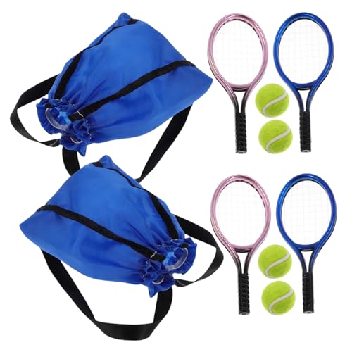 WOONEKY Set Mini Tennisschläger Tennisschläger Dekoration Sportmodelle Mini Tennis Requisite Puppenhaus Dekor Requisite Spielzeugschläger von WOONEKY