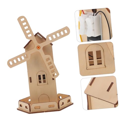 WOONEKY Solarbetriebenes Windrad Modell für Holz Handgefertigt Einfach zu Montieren Fördert Naturwissenschaftliches Interesse und Unabhängiges Denken Geburtstagsgeschenk für Jungen und von WOONEKY
