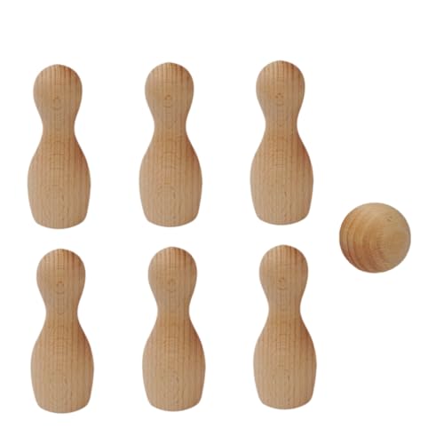 WOONEKY Teiliges Bowling spielset aus Unbehandeltem Buchenholz Pädagogisches Kinderspielzeug Hand Auge koordination für Mädchen Montessori inspiriertes Lernspielzeug für Drinnen und von WOONEKY