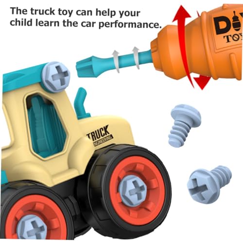 WOONEKY Teiliges DIY Baufahrzeug Baustellenfahrzeuge zum Zusammenbauen Schraubspielzeug mit Schraubendreher Kleiner Leichter Bagger und Lastwagen für Feinmotorisches Training und von WOONEKY