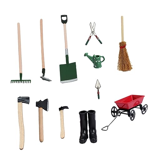 WOONEKY Teiliges Mini Gartenwerkzeug Puppenhaus Zubehör Detailreiche Gartengeräte aus Leichtem Material Vielseitig für DIY Bastelset und Miniatur Landschaft für Puppenhaus Dekoration von WOONEKY