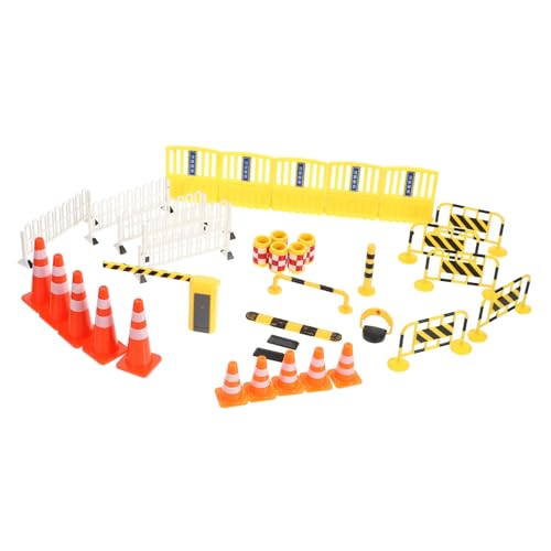 WOONEKY Teiliges Verkehrsschild spielset Lernspielzeug Verkehrszeichen und Straßensperren Modell Verkehrsblock Simulation mit Leuchtenden Farben für Verkehrserziehung und Baustellenszenen von WOONEKY