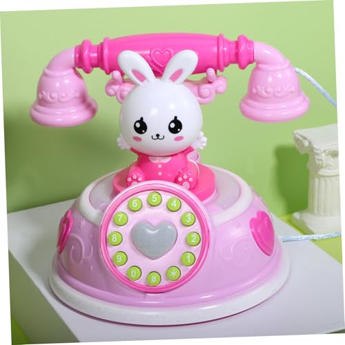 WOONEKY Telefon Retro Design aus Sicherem Kunststoff Pädagogisches Fake Telefon für Kleinkinder Farbenfrohes Rollenspiel Fördert Zahlen Farbenerkennung Rosa Modell von WOONEKY