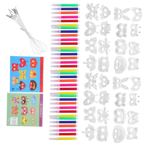 WOONEKY Tiermasken zum Bemalen Teiliges DIY Bastelset mit Ungiftigem Papier Bunte Stifte Inklusive Kreative Tiergesichtsmasken zum Ausmalen für Geburtstag Halloween Schulaktivitäten von WOONEKY