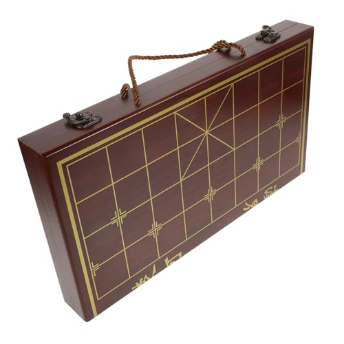 WOONEKY Tragbares Chinesisches Xiangqi Holz Schachset mit Integriertem Stauraum und Klappbarem Brett Langlebiges Naturholz Handliches Reise Schachspiel für Zuhause und Unterwegs von WOONEKY