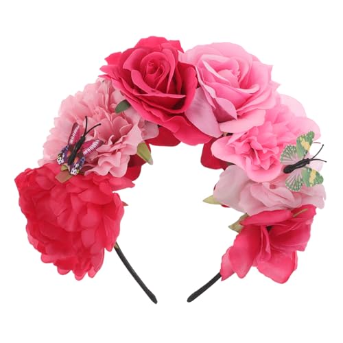 WOONEKY Vintage Halloween Haarreif mit Mexikanischer Blumenkronenoptik Bunter Schmetterling und Realistische Künstliche Blüten Leichter Kopfschmuck für Day Of The Dead und WOONEKY Vintage Halloween Haarreif mit Mexikanischer Blumenkronenoptik Bunter Schmetterling und Realistische Künstliche Blüten Leichter Kopfschmuck für Day Of The Dead und von WOONEKY