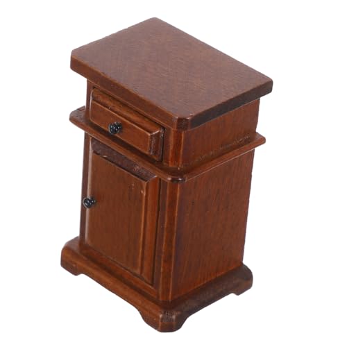 WOONEKY Vintage Holz Nachttisch Puppenhaus Beistelltisch Stabil Vielseitig Für Miniatur Raumdeko von WOONEKY