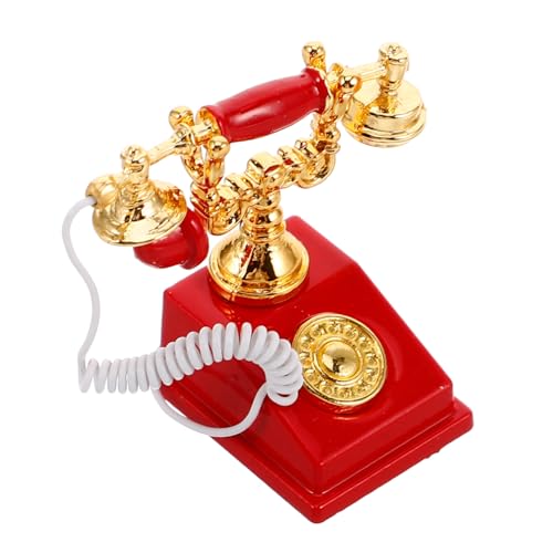 WOONEKY Vintage Miniatur Telefonmodell aus Langlebiger Detailliertes Retro Telefon als Puppenhaus Zubehör Realistisches Altes Telefonprop für Interaktives Spiel und Kreative Szenen in von WOONEKY