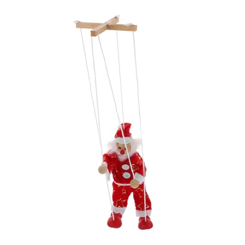 WOONEKY Vintage Weihnachtsmann Marionette Holzpuppe mit Zugfaden Handgefertigtes Weihnachtsdeko für Kreative Bühnenperformance und Festliche Tischdekoration von WOONEKY