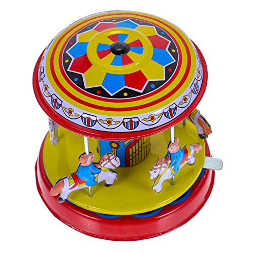 WOONEKY Vintage Wind Up Karussell aus Nostalgisches Blechspielzeug mit Lustiges Kinderparty Drehkarussell Kreative Dekoration und Wiederverwendbares Aktivitätsspielzeug WOONEKY Vintage Wind Up Karussell aus Nostalgisches Blechspielzeug mit Lustiges Kinderparty Drehkarussell Kreative Dekoration und Wiederverwendbares Aktivitätsspielzeug von WOONEKY