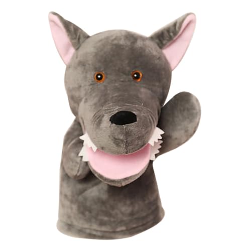 WOONEKY Weiche Wolf Handpuppe aus Plüsch Interaktives Tier Handspielzeug Kuscheliges Stofftier für Geschichten Erzählen und Kreative Rollenspiele von WOONEKY