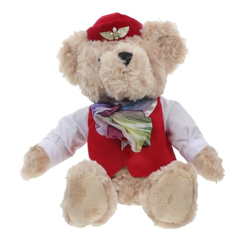 WOONEKY Weicher Bärenpilot aus Plüsch Große Bezaubernde Bärenpuppe als und Dekoratives Stofftier für Sammler für Rollenspiele von WOONEKY