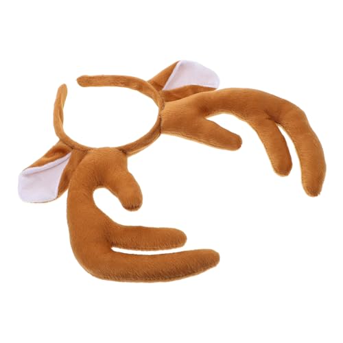 WOONEKY Weiches Plüsch Rentier Geweih Stirnband mit Ohren Komfortabler Elastischer Haarreif für Weihnachtsfeier Kostüm und Themenpartys Charmantes Festtagsaccessoire für Erwachsene von WOONEKY