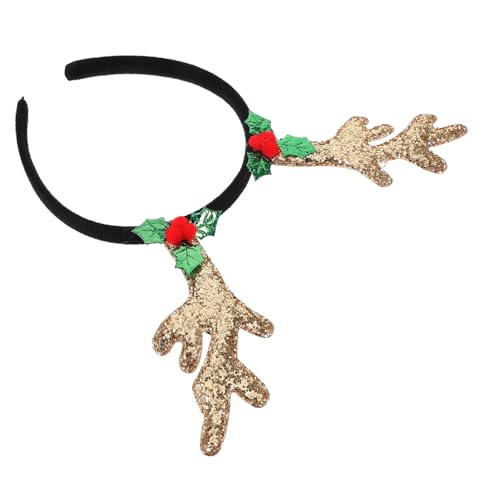 WOONEKY Weihnachtliches Rentier Geweih Haarreif Goldfarben Stilvoller Haar Accessoire für Festtage Weihnachtsfeier Bühnenshow Charmantes Stirnband für Mädchen WOONEKY Weihnachtliches Rentier Geweih Haarreif Goldfarben Stilvoller Haar Accessoire für Festtage Weihnachtsfeier Bühnenshow Charmantes Stirnband für Mädchen von WOONEKY
