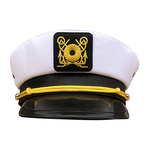WOONEKY Weiß Gestickte Matrosenmütze aus Polyester Komfortabel Langlebig mit Gebogenem Schirm für Sonnenschutz Stilvolles Kostümzubehör für Damen und Herren Geeignet für Karneval Party WOONEKY Weiß Gestickte Matrosenmütze aus Polyester Komfortabel Langlebig mit Gebogenem Schirm für Sonnenschutz Stilvolles Kostümzubehör für Damen und Herren Geeignet für Karneval Party von WOONEKY
