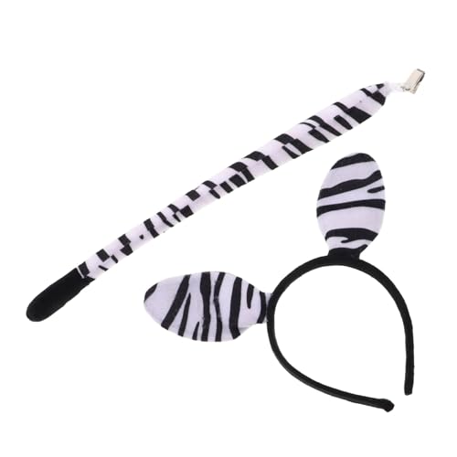 WOONEKY Zebra Ohr Stirnband Set Weiches Langlebiges Tierkostüm Zubehör für Erwachsene und Originelles Design für Karneval Cosplay Dschungel Party Rollenspiel und Bühnenauftritte von WOONEKY