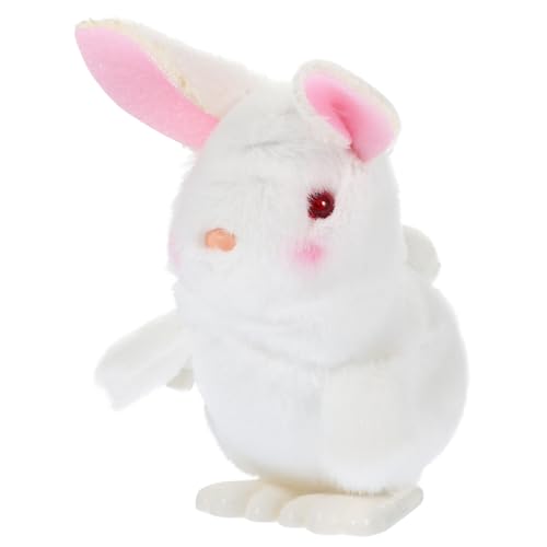 WOONEKY Kleine Weiße Kaninchenpuppe Springendes Hüpfendes Hasenspielzeug Kaninchen-uhrwerkspielzeug Laufkaninchenspielzeug Hasenspielzeug Zum Aufziehen Geschenk Weißer Hase Plastik von WOONEKY