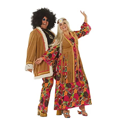 WOOOOZY Damen-Kostüm Hippie Kleid bunt, Gr. 56 - inklusive praktischem Kleidersack von PAPSTAR
