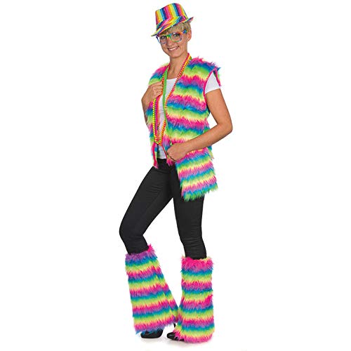 PAPSTAR Multicolored Einheitsgröße Regenbogen Weste, Ideal für Hippie Kostüme, Wärmend im Straßenkarneval, Passend zu Stulpen und Hut, Universell Einsetzbar von PAPSTAR