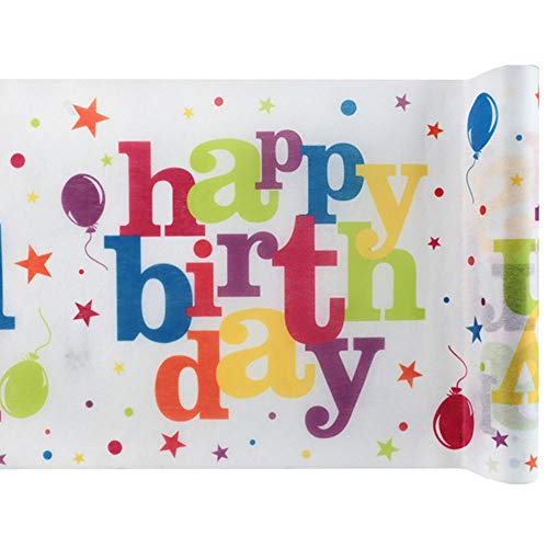 WOOOOZY Tischläufer Happy Birthday bunt, 5m x 30 cm von PAPSTAR