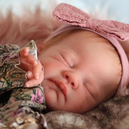 WOOROY Realistische Reborn Babypuppen Mädchen – 55,9 cm lebensechte Neugeborene, schlafende Babypuppen, handgefertigt, echtes Leben, Babypuppen mit weichem gewichtetem Stoffkörper, Geschenk für Kinder von WOOROY