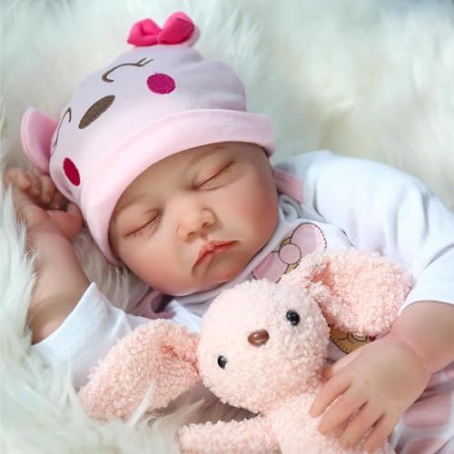 WOOZHI 55cm Lebensechte Reborn Puppe Mädchen – Realistische Babypuppe mit Schlafenden Augen, Weicher Silikon-Vinyl Kopf & Gliedmaßen, Stoffkörper – Neugeborenes Spielzeug für Sammler und Geschenke WOOZHI 55cm Lebensechte Reborn Puppe Mädchen – Realistische Babypuppe mit Schlafenden Augen, Weicher Silikon-Vinyl Kopf & Gliedmaßen, Stoffkörper – Neugeborenes Spielzeug für Sammler und Geschenke von WOOZHI