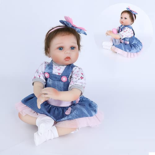 WOOZHI Reborn Baby Puppe 22 Zoll 55cm lebensecht Vinyl silikon Realistisch Reborn Baby Mädchen Handgemacht Neugeborene Echte Babypuppe von WOOZHI