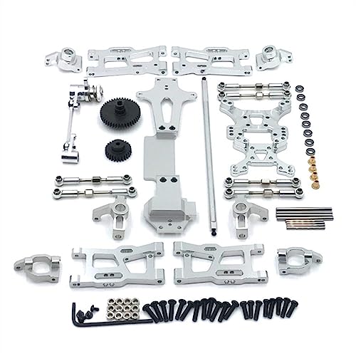 WORKSDUO Metal Upgrade Teile Kits Swing Arm Link Rod Steering Block for Wltoys 144001 144002 144010 1/14 RC Car Accessories Ersatzteile (Color : Silver) von WORKSDUO