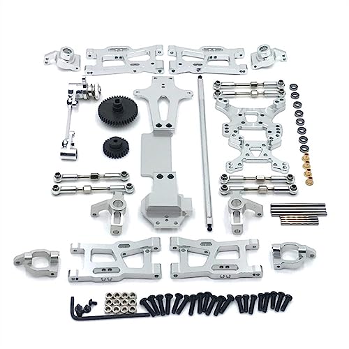 WORKSDUO Metal Upgrade Teile Kits Swing Arm Link Rod Steering Block for Wltoys 144001 144002 144010 1/14 RC Car Accessories Ersatzteile (Color : Silver) von WORKSDUO