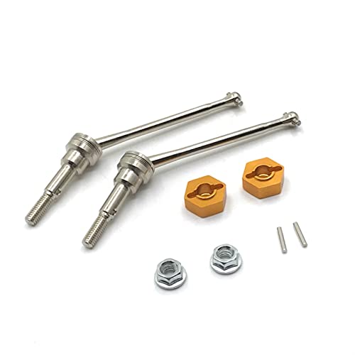 WORKSDUO RC-Upgrade-Teile für Auto, Metall, vorne modifizierte Antriebswelle (CDV) & 1 Set mit 2 mm Koppler für Wltoys 112 12423 12427 12428 Verbesserung der Ersatzteile von Dttra