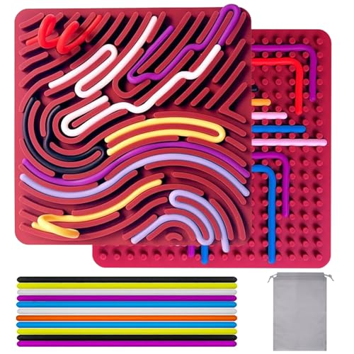 Rot Sensorik Activity Board - Silikon Sensory Activity Board, Ruhiges Reise-Spielzeug, ADHD Aktivitätsboardmit Kordelzugbeutel und 20 Strings für Kinder und Erwachsene Ideal zur Stress und Autismus Rot Sensorik Activity Board - Silikon Sensory Activity Board, Ruhiges Reise-Spielzeug, ADHD Aktivitätsboardmit Kordelzugbeutel und 20 Strings für Kinder und Erwachsene Ideal zur Stress und Autismus von WORLUDE