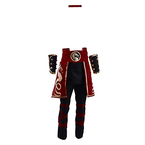 Mortal Kombat Liu Kang Cosplay Kostüm Herren Liu Kang Anzug Kostüm mit Stirnband (männlich-L), Rot von WOSHOW