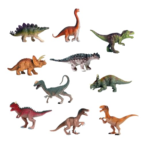 WOUYTPE 10 Stück Dinosaurier Figuren, Dino Figuren, Dinosaurier Figur, Geeignet für Jüngere Kinder zum Spielen und Erkunden der Welt der Primitiven Dinosaurier (Zehn Verschiedene Arten) von WOUYTPE